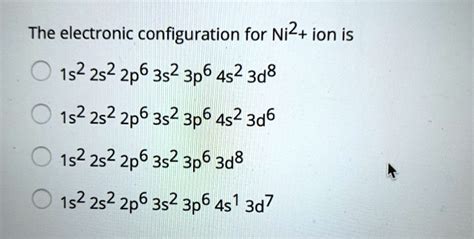 electron configuration for ni2+